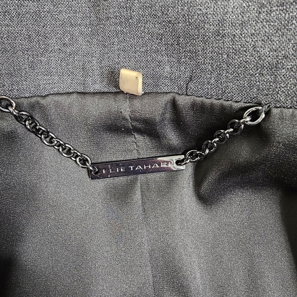 Elie Tahari snap button two-tone gray wool blazer size 8 - Picture 11 of 14